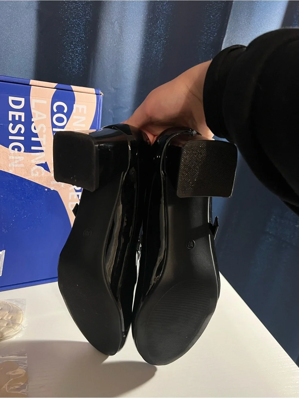 Black Patent Mary Jane Block Heel Pumps – Size 10 (New in Box)